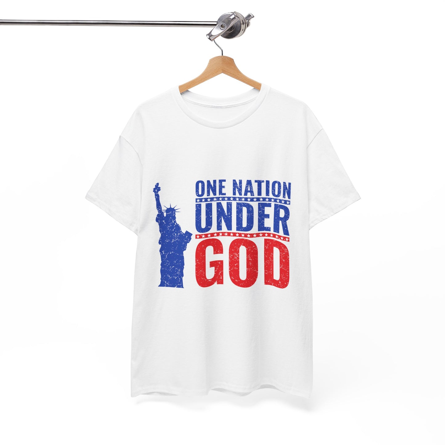 Unisex Heavy Cotton Tee - One Nation Under God, Patriotic T-Shirt, Independence Day Apparel, USA Pride Shirt, Gift for Freedom Lovers