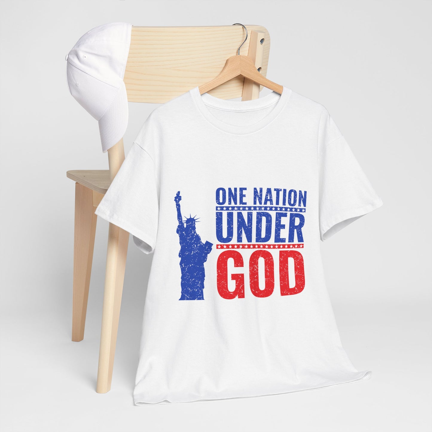 Unisex Heavy Cotton Tee - One Nation Under God, Patriotic T-Shirt, Independence Day Apparel, USA Pride Shirt, Gift for Freedom Lovers