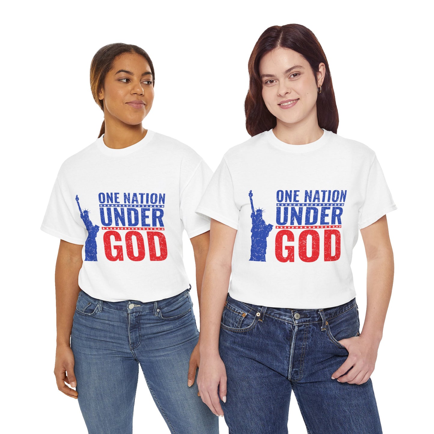 Unisex Heavy Cotton Tee - One Nation Under God, Patriotic T-Shirt, Independence Day Apparel, USA Pride Shirt, Gift for Freedom Lovers
