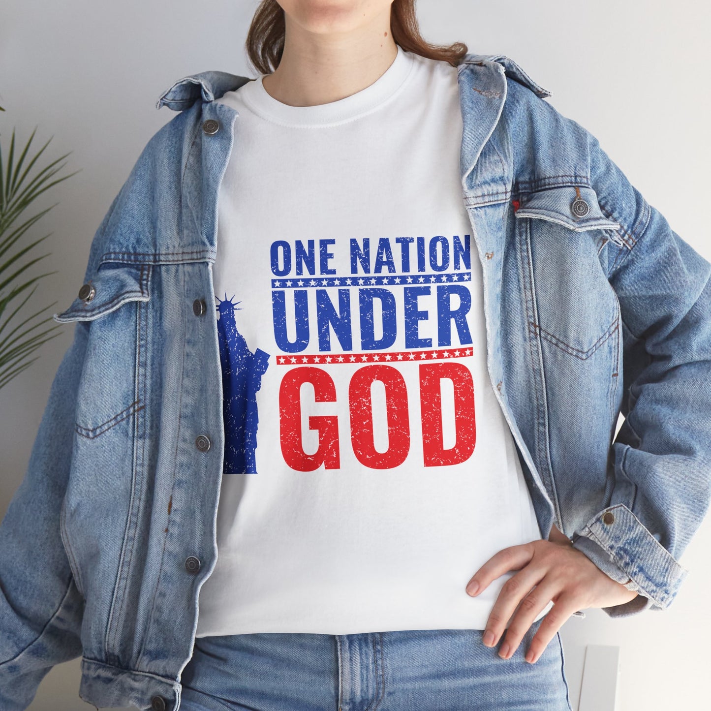Unisex Heavy Cotton Tee - One Nation Under God, Patriotic T-Shirt, Independence Day Apparel, USA Pride Shirt, Gift for Freedom Lovers