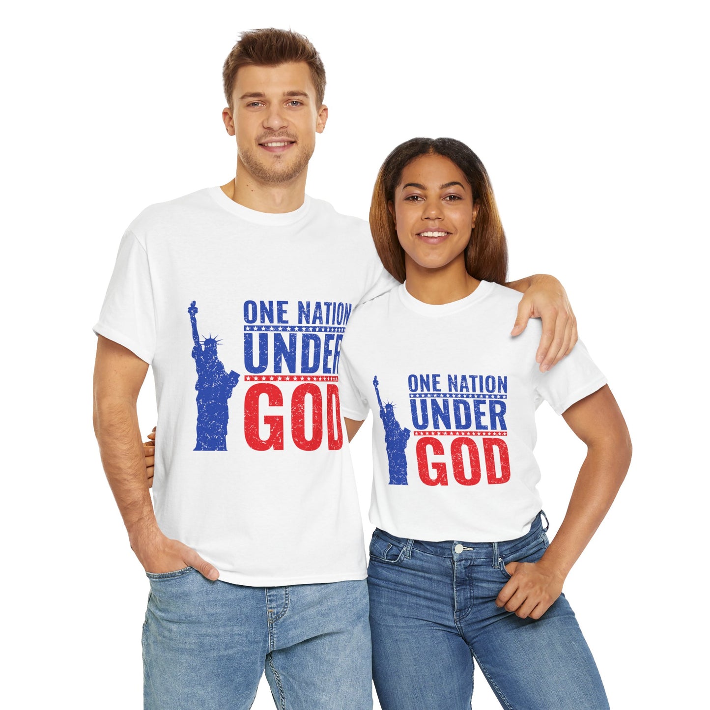 Unisex Heavy Cotton Tee - One Nation Under God, Patriotic T-Shirt, Independence Day Apparel, USA Pride Shirt, Gift for Freedom Lovers