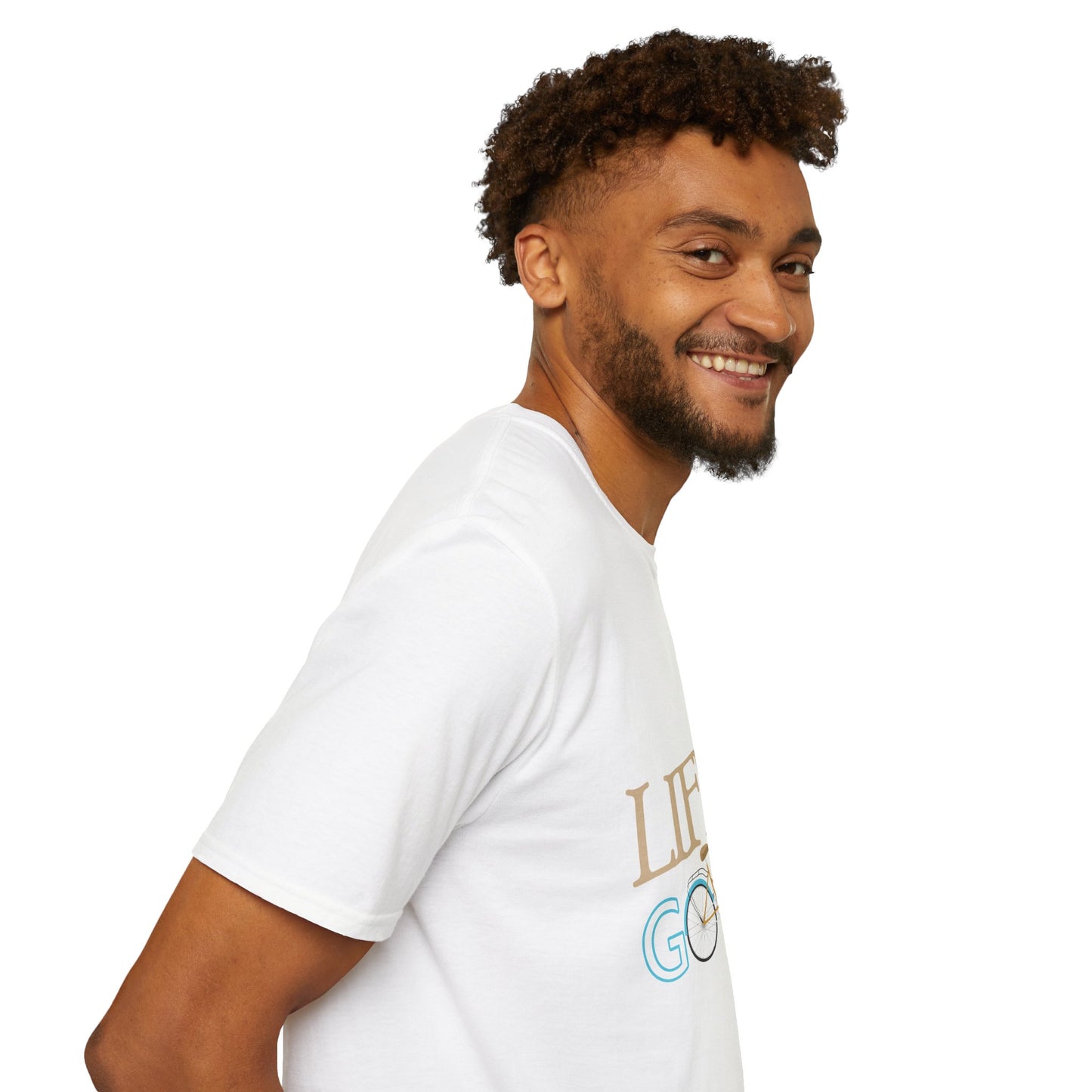 Life is Good Unisex Softstyle T-Shirt, Positive Vibe Tee, Gift for Cyclists, Everyday Wear, Motivational Graphic Shirt