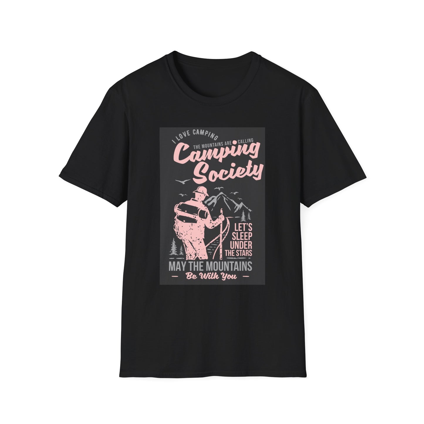 Camping Society Unisex Softstyle T-Shirt, Adventure Shirt, Gift for Campers, Hiking Tee, Outdoor Apparel, Sleep Under the Stars