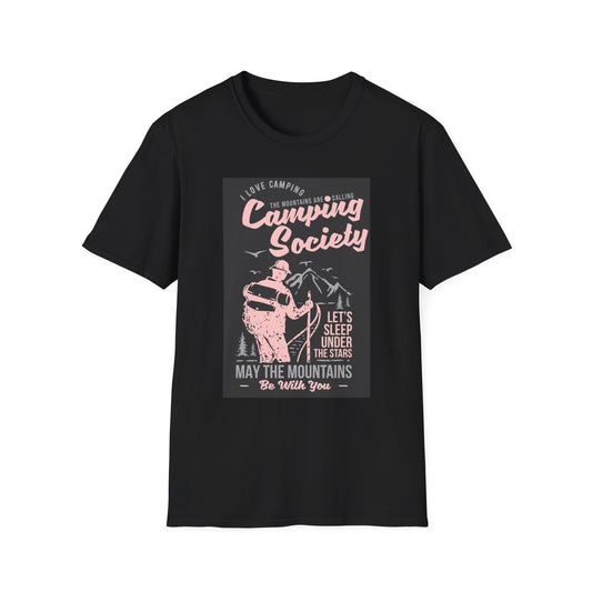 Camping Society Unisex Softstyle T-Shirt, Adventure Shirt, Gift for Campers, Hiking Tee, Outdoor Apparel, Sleep Under the Stars