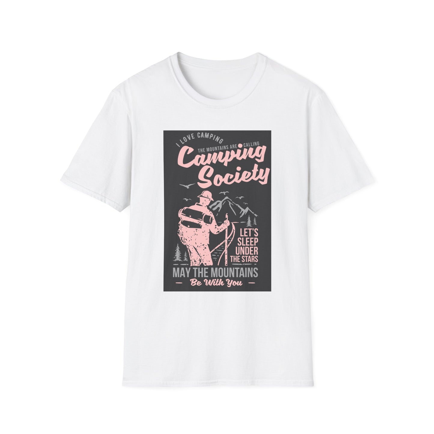 Camping Society Unisex Softstyle T-Shirt, Adventure Shirt, Gift for Campers, Hiking Tee, Outdoor Apparel, Sleep Under the Stars