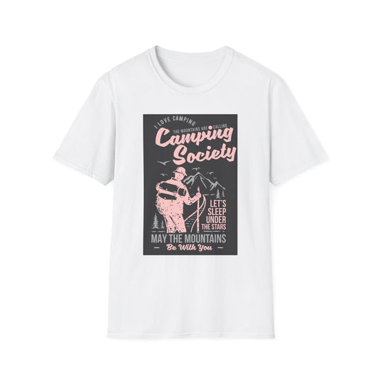 Camping Society Unisex Softstyle T-Shirt, Adventure Shirt, Gift for Campers, Hiking Tee, Outdoor Apparel, Sleep Under the Stars